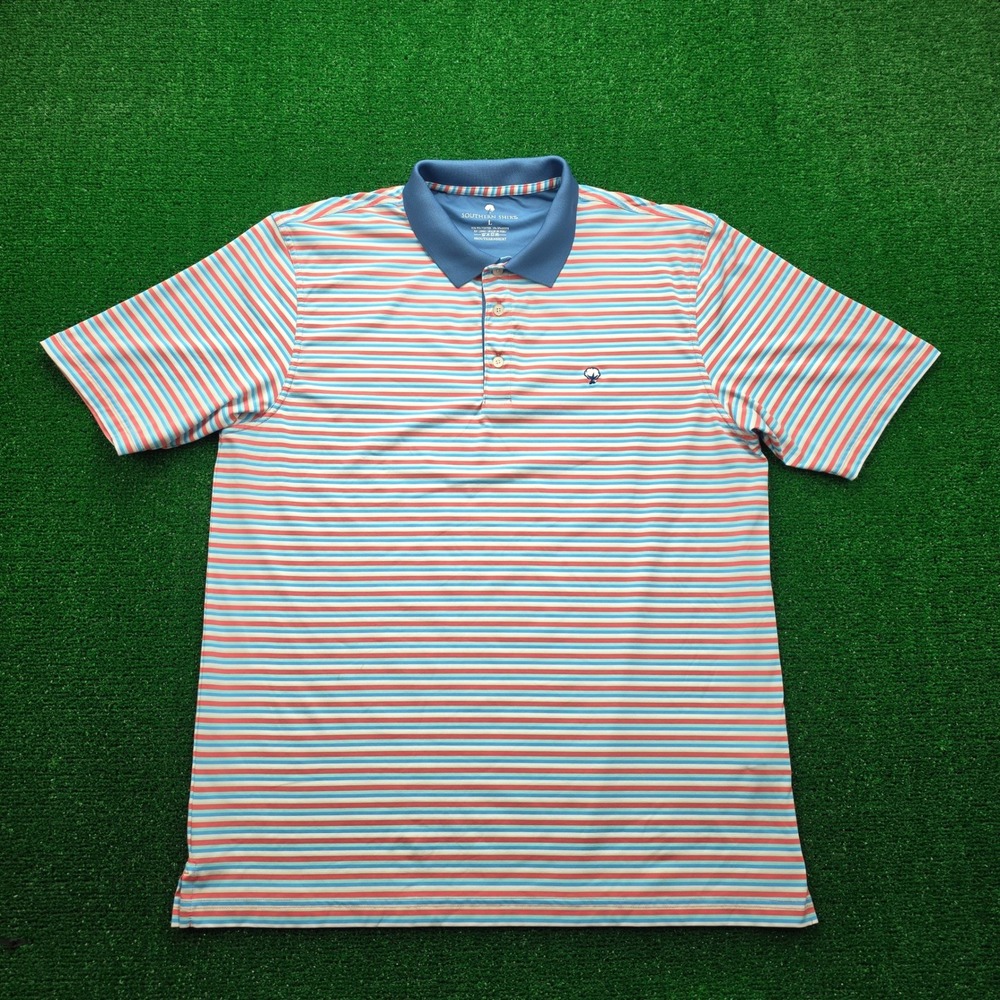 Southern Shirt Polo Mens Large Multicolor Striped Golf‎ Performance Stretch